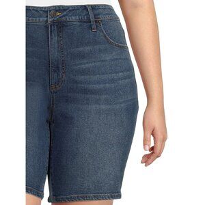 Terra & Sky Women's High Rise Bermuda Shorts PLUS SIZE 24W DARK WASH BLUE NWT